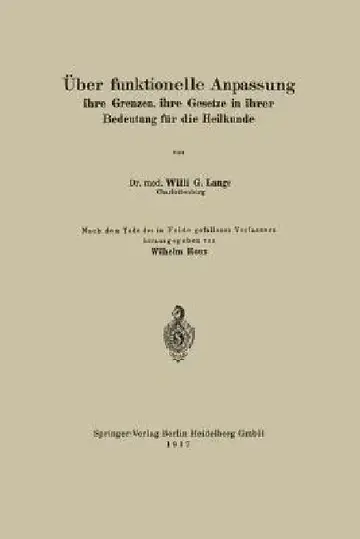 Cover of Über Funktionelle Anpassung, Ihre Grenzen, Ihre Gesetze in Ihrer Bedeutung Für Die Heilkunde