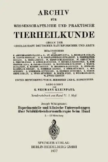 Cover of Experimentelle Und Klinische Untersuchungen Über Schilddrüsenhormontherapie Beim Hund