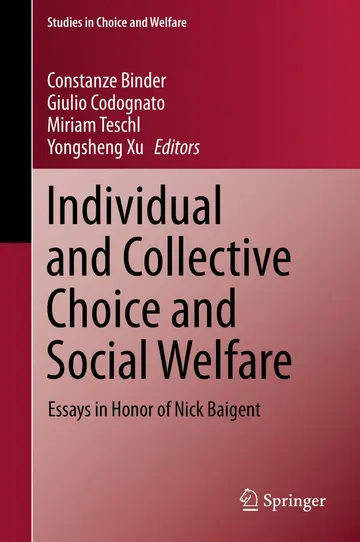 Cover of Individual and Collective Choice and Social Welfare