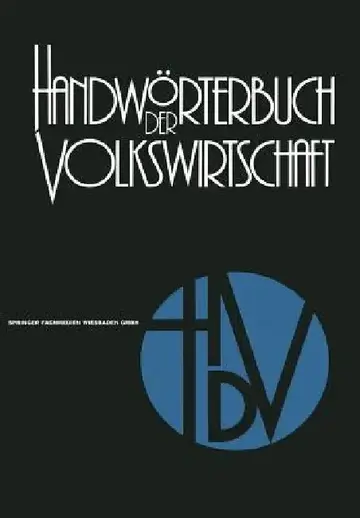 Cover of Handwörterbuch Der Volkswirtschaft