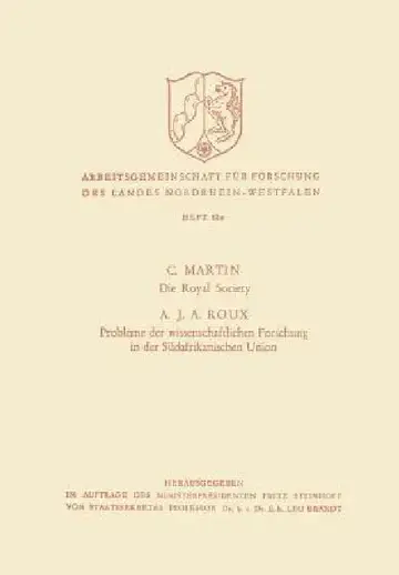 Cover of Die Royal Society. Probleme Der Wissenschaftlichen Forschung in Der Südafrikanischen Union