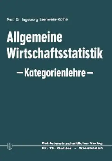 Cover of Allgemeine Wirtschaftsstatistik -- Kategorienlehre --