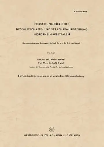 Cover of Betriebsbedingungen Einer Stromstarken Glimmentladung
