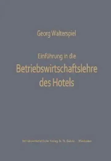 Cover of Einführung in Die Betriebswirtschaftslehre Des Hotels