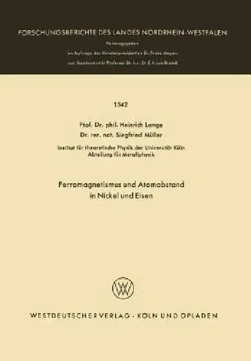 Cover of Ferromagnetismus Und Atomabstand in Nickel Und Eisen