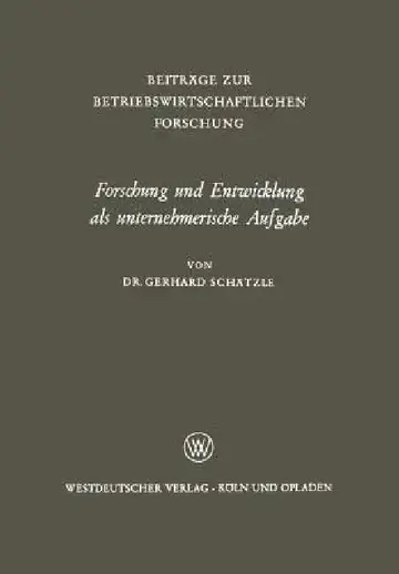 Cover of Forschung Und Entwicklung ALS Unternehmerische Aufgabe