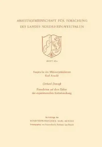 Cover of Ansprache Des Ministerpräsidenten Fortschritte Auf Dem Gebiet Der Experimentellen Krebsforschung