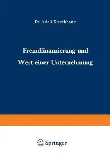 Cover of Fremdfinanzierung Und Wert Einer Unternehmung