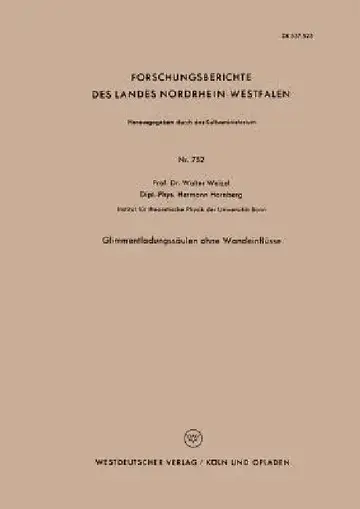 Cover of Glimmentladungssäulen Ohne Wandeinflüsse