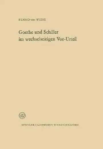 Cover of Goethe Und Schiller Im Wechselseitigen Vor-Urteil