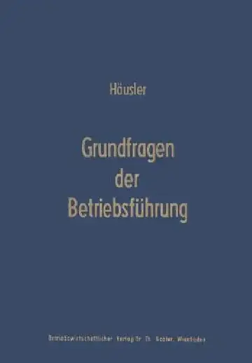 Cover of Grundfragen Der Betriebsführung