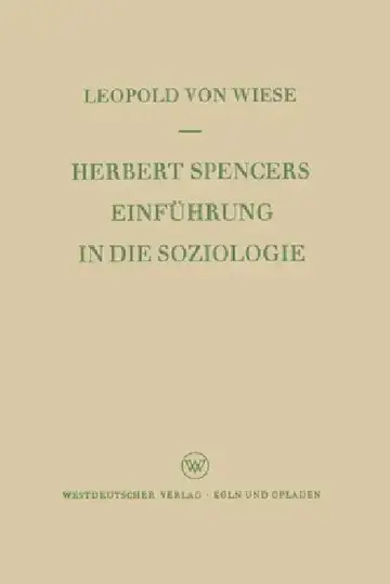 Cover of Herbert Spencers Einführung in die Soziologie