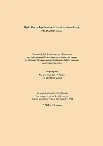 Cover of Hydrothermalsynthese Und Strukturuntersuchung Von Montmorillonit