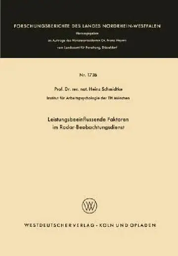Cover of Leistungsbeeinflussende Faktoren Im Radar-Beobachtungsdienst