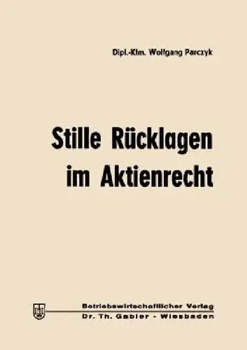 Cover of Stille Rücklagen Im Aktienrecht