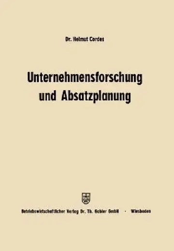 Cover of Unternehmensforschung Und Absatzplanung