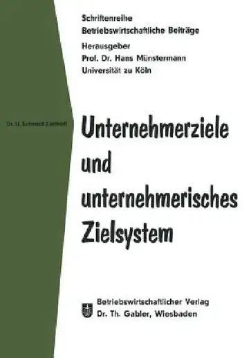 Cover of Unternehmerziele Und Unternehmerisches Zielsystem