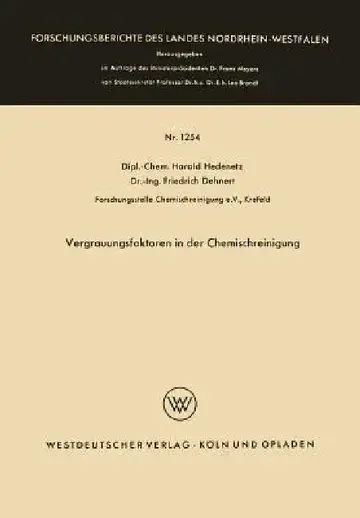 Cover of Vergrauungsfaktoren in Der Chemischreinigung