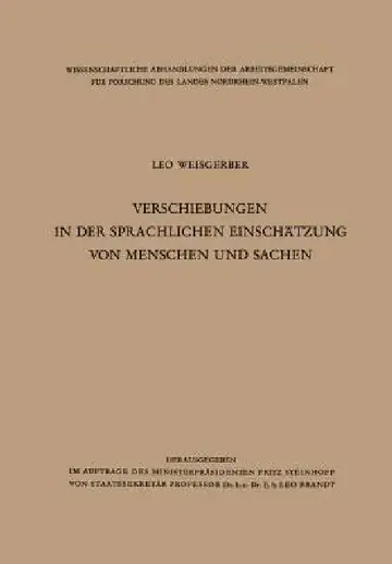Cover of Verschiebungen in Der Sprachlichen Einschätzung Von Menschen Und Sachen