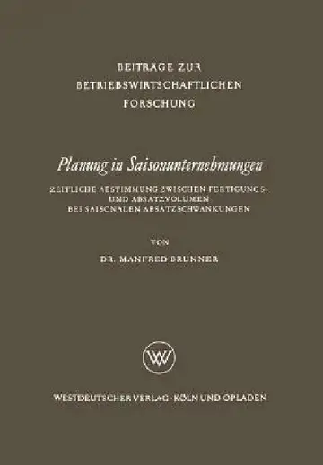 Cover of Planung in Saisonunternehmungen