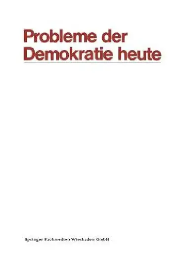 Cover of Probleme Der Demokratie Heute