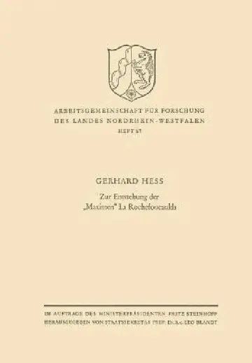 Cover of Zur Entstehung Der "Maximen" La Rochefoucaulds