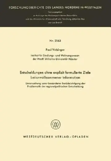 Cover of Entscheidungen Ohne Explizit Formulierte Ziele Bei Unvollkommener Information