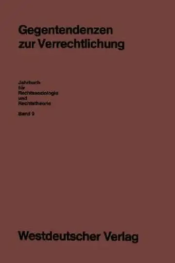 Cover of Gegentendenzen Zur Verrechtlichung