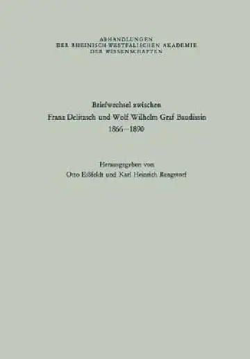 Cover of Briefwechsel Zwischen Franz Delitzsch Und Wolf Wilhelm Graf Baudissin