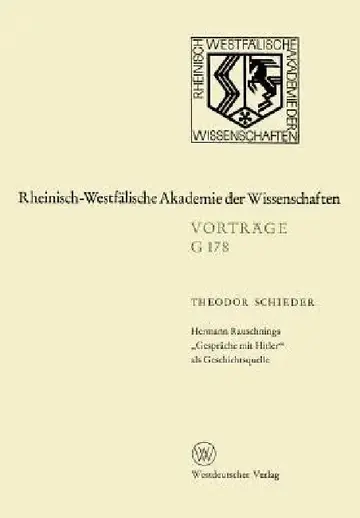 Cover of Hermann Rauschnings "Gespräche Mit Hitler" ALS Geschichtsquelle