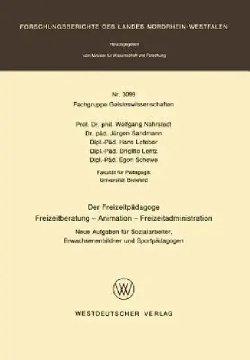Cover of Der Freizeitpädagoge Freizeitberatung -- Animation -- Freizeitadministration