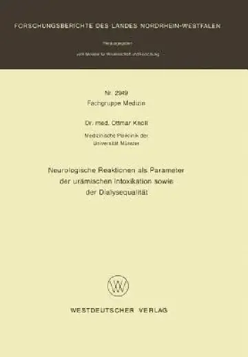 Cover of Neurologische Reaktionen ALS Parameter Der Urämischen Intoxikation Sowie Der Dialysequalität
