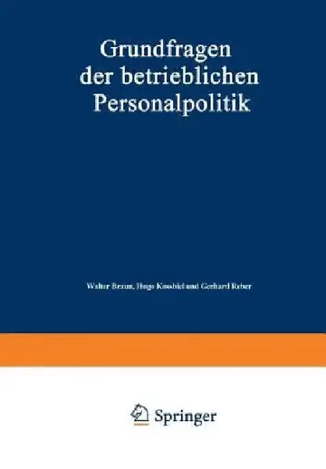 Cover of Grundfragen Der Betrieblichen Personalpolitik