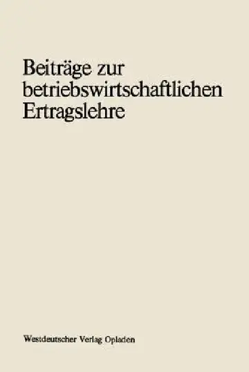 Cover of Beiträge Zur Betriebswirtschaftlichen Ertragslehre