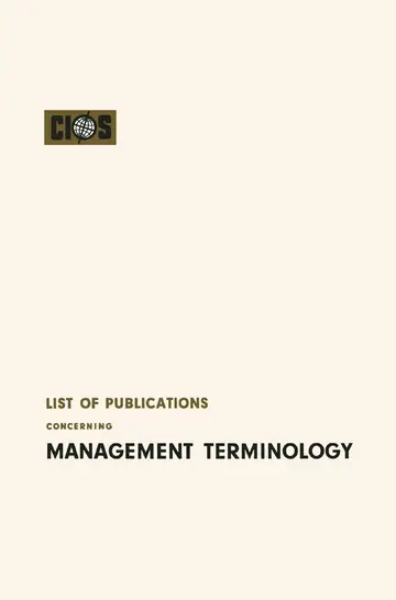 Cover of List of Publications Concerning Management Terminology