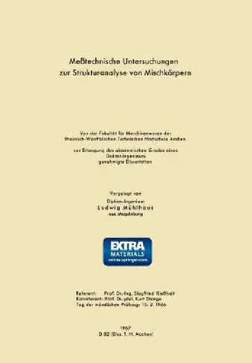 Cover of Meßtechnische Untersuchungen Zur Strukturanalyse Von Mischkörpern