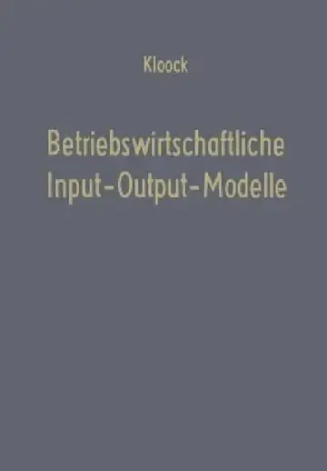 Cover of Betriebswirtschaftliche Input-Output-Modelle