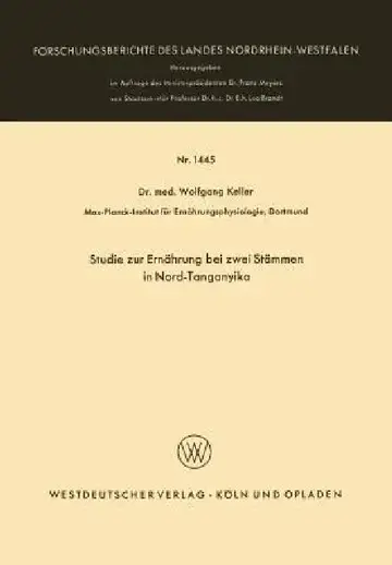 Cover of Studie Zur Ernährung Bei Zwei Stämmen in Nord-Tanganyika