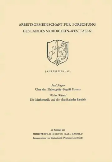 Cover of Über Den Philosophie-Begriff Platons. Die Mathematik Und Die Physikalische Realität