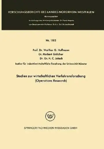 Cover of Studien Zur Wirtschaftlichen Verfahrensforschung (Operations Research)