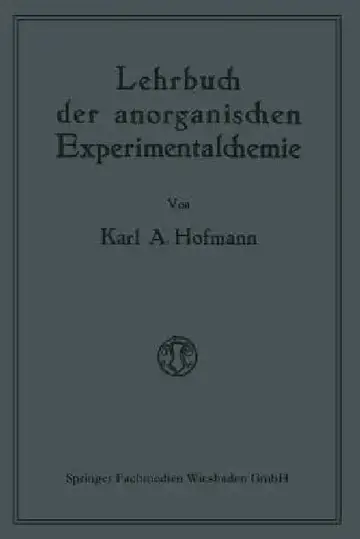 Cover of Lehrbuch Der Anorganischen Experimentalchemie