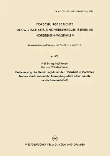 Cover of Verbesserung Der Benutzungsdauer Der Höchstlast in Ländlichen Netzen Durch Vermehrte Anwendung Elektrischer Geräte in Der Landwirtschaft