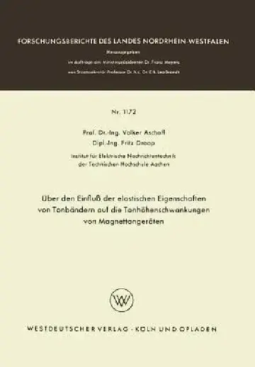 Cover of Über Den Einfluß Der Elastischen Eigenschaften Von Tonbändern Auf Die Tonhöhenschwankungen Von Magnettongeräten