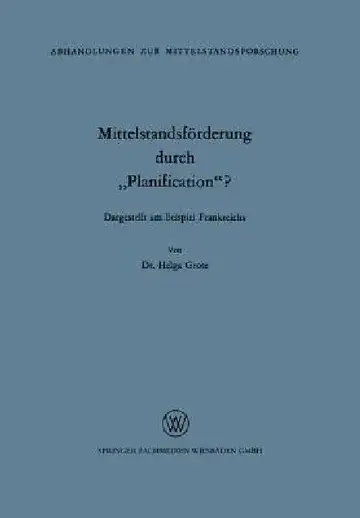 Cover of Mittelstandsförderung Durch "Planification"?