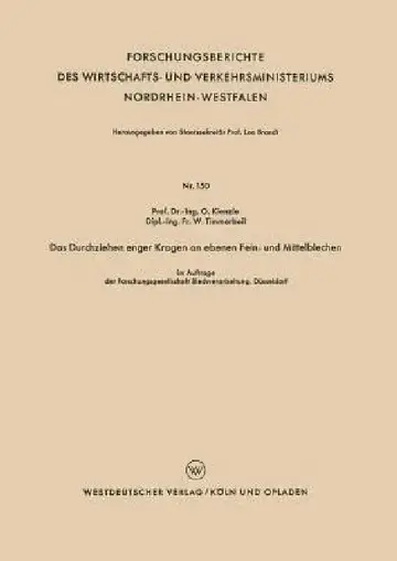 Cover of Das Durchziehen Enger Kragen an Ebenen Fein- Und Mittelblechen