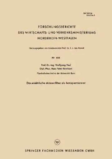 Cover of Das Elektrische Massenfilter ALS Isotopentrenner