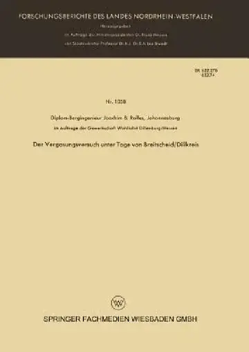 Cover of Der Vergasungsversuch Unter Tage Von Breitscheid/Dillkreis