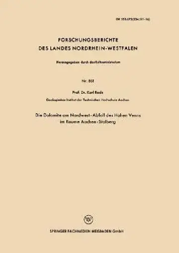 Cover of Die Dolomite Am Nordwest-Abfall Des Hohen Venns Im Raume Aachen-Stolberg