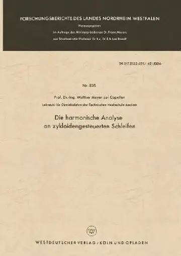 Cover of Die Harmonische Analyse an Zykloidengesteuerten Schleifen