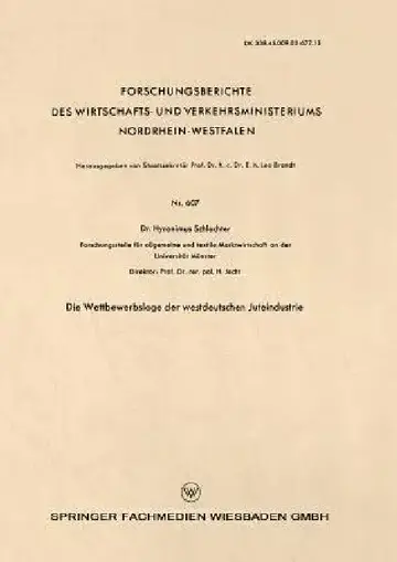 Cover of Die Wettbewerbslage Der Westdeutschen Juteindustrie
